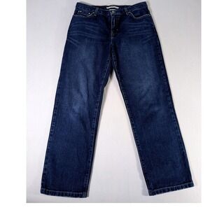 Tommy Hilfiger Boyfriend Jeans Womens 10 Dark Wash Blue Straight Leg 100% Cotton